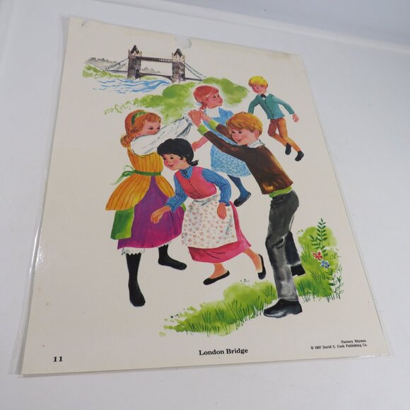 Vintage 1960s Mid Century Art Nursery Rhymes pictures (12) LAMINATED 14” tall - Picture 16 of 17